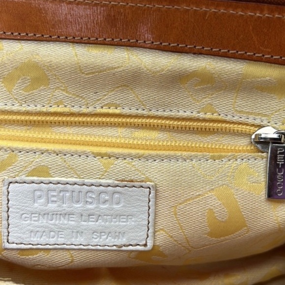 PETUSCO Women’s White Pebble Leather Hand Bag made in Spain - Picture 5 of 7